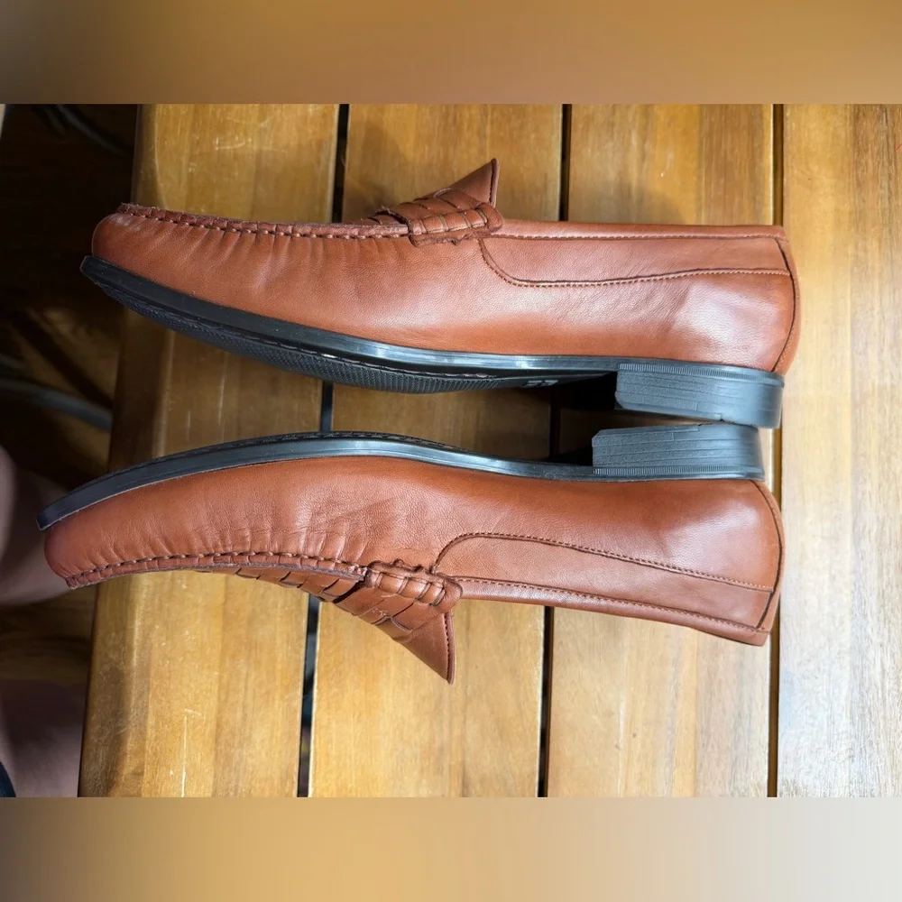Johnston & Murphy Woven Leather Loafers in Chestnut Brown Men’s Size 11.5 - Picture 6 of 8